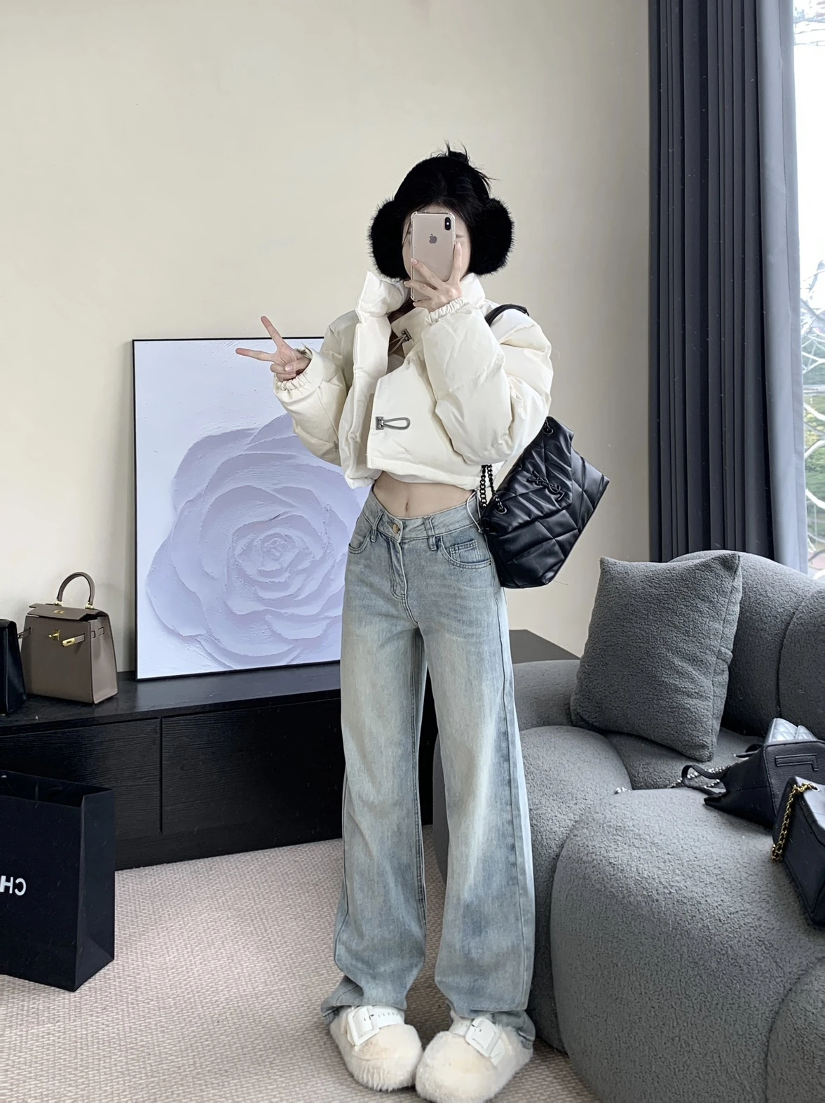 

Beloved Golden Girl Street Sle ort Padded Jaet Women's Warmth Cotton down Coat Leather Surface Trendy Design Commute