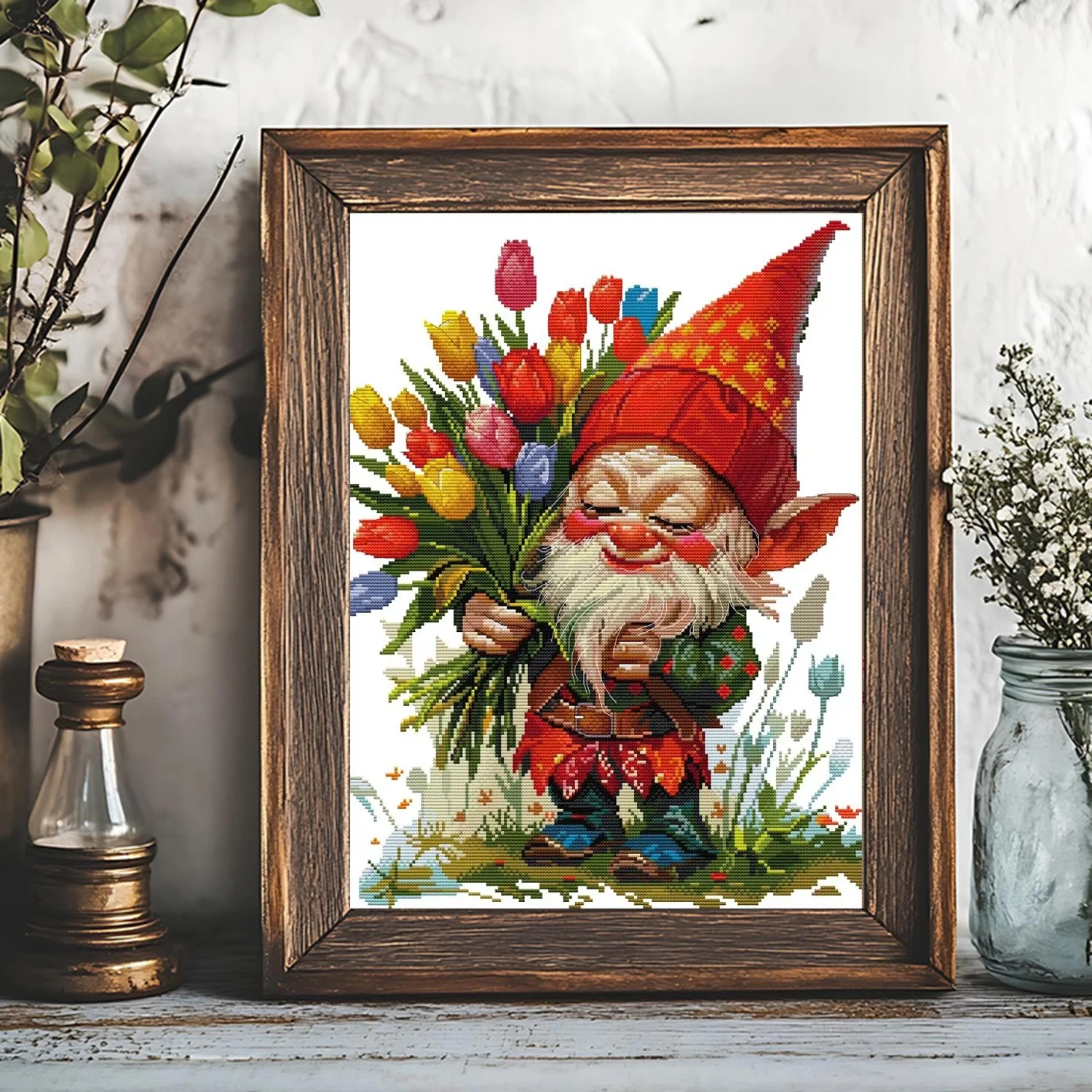 

Joy Sunday Набор для вышивки крестом с предварительной печатью DIY Легкий узор Aida 14/11CT Набор для вышивания из штампованной ткани-Подарок гнома