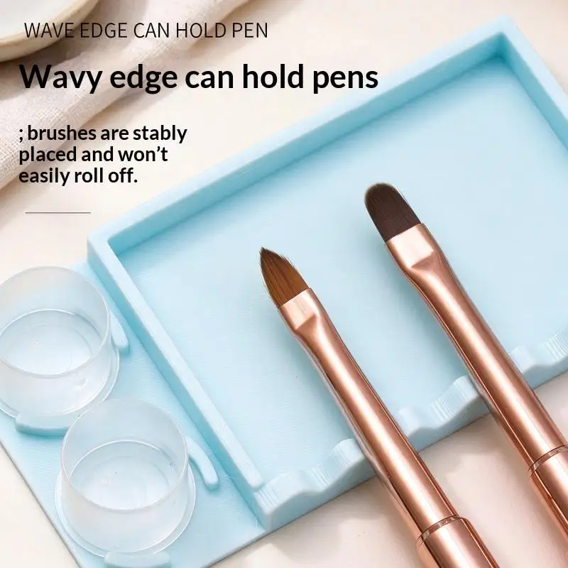 Non Slip Nail Brush Cleaning Tray Multi Functional Cotton Pads Nail Brushes Nail Art Cleaning Tool