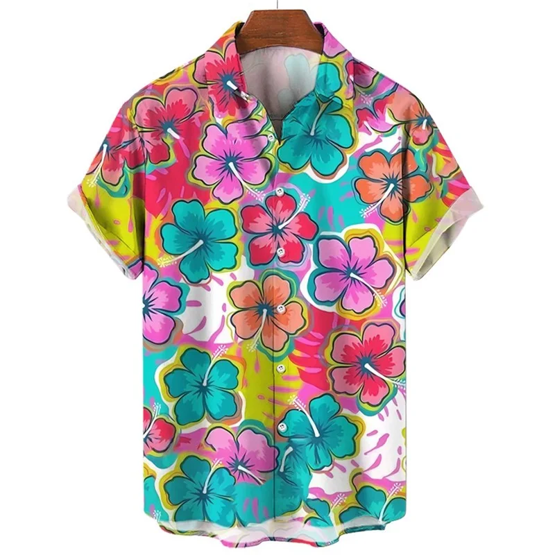 

Men's Flower Plant Pattern Hawaiian Shirts Casual Short Sleeve Lapel Holiday Beach Shirts Clothing Men's Cuban Aloha Shirts