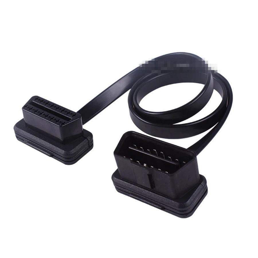 16Pin 30CM/60CM/100CM OBD2 Extension Cable Flat+Thin As Noodle OBDII Male To Female Socket Connector With ON/OFF Switch