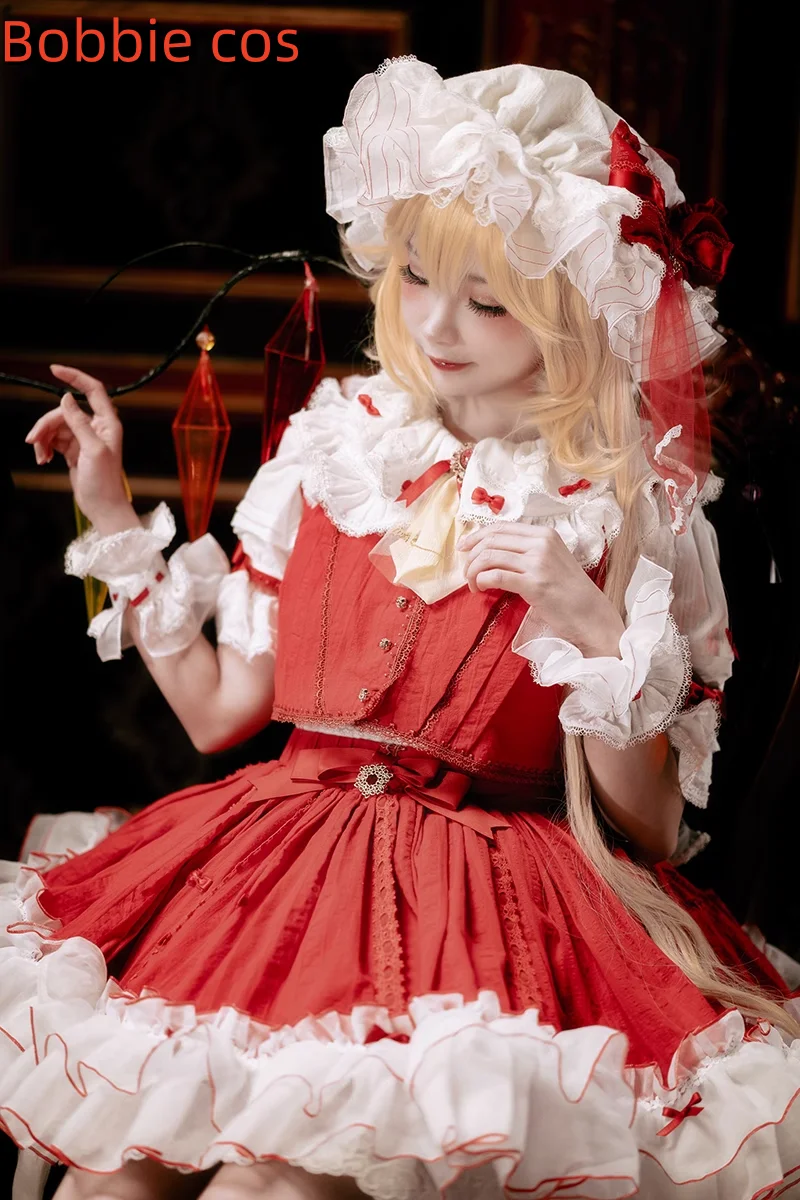 Bobbie Cos Flandre Scarlet Cosplay Costume For Halloween Christmas Comic con Game Anime Party Clothes S-XL