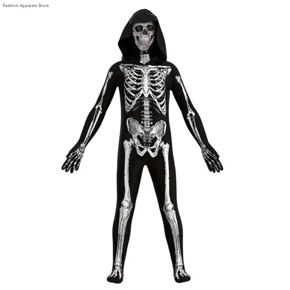 

Smooth Elastic Halloween Cosplay Costume Polyester Festival Skeleton Costume Ghost Dress Up Skull Bodysuits Cosplay