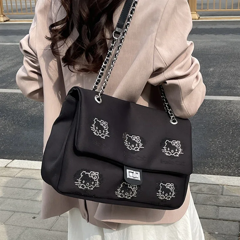 Hello Kitty New Women\'S Shoulder Bag Fashion Women\'S Bag Cartoon With Diamond Handbag High Quality And Large Capacity Gift