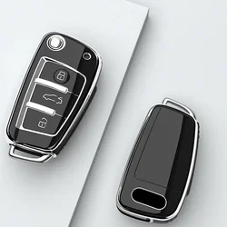 TPU Car Flip Key Case Cover Shell Fob For Audi A3 8L 8P A4 B6 B7 B8 A6 C5 C6 4F RS3 Q3 Q7 TT 8L 8V S3 Protector Holder Keyless