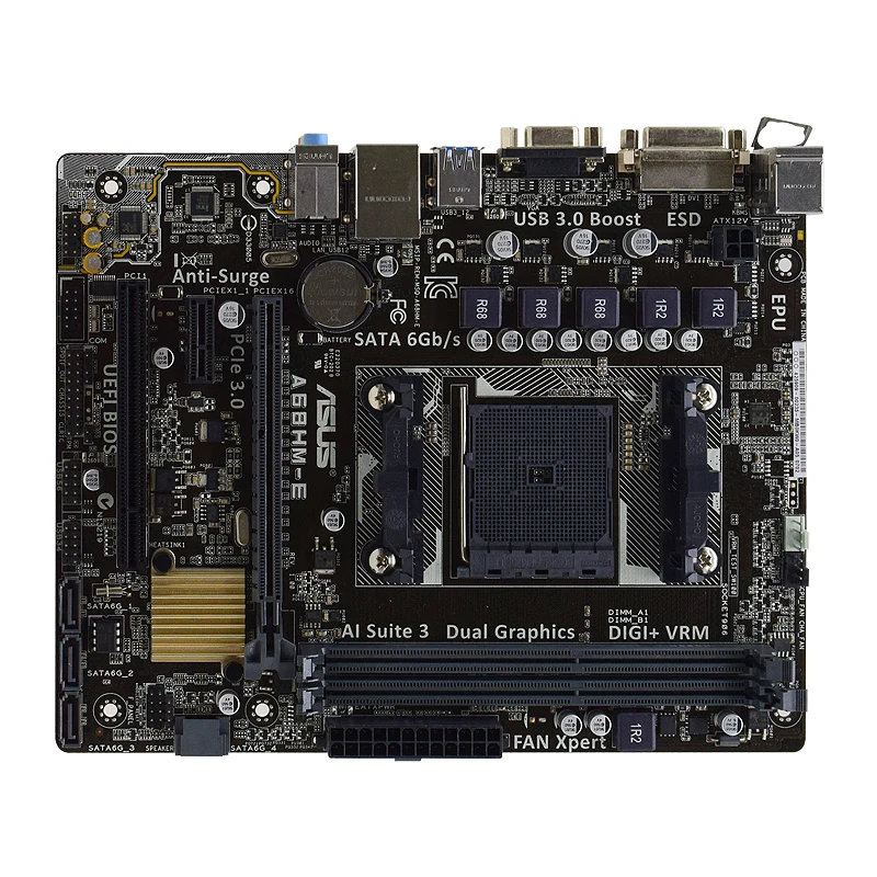مقبس ASUS A68HM-E FM2 FM2 + AMD A68H 2 × DDR3 PCI-E 3,0 USB3.0 Micro ATX متوافق مع وحدة المعالجة المركزية A8AD7600 Athlon X4 AD850X