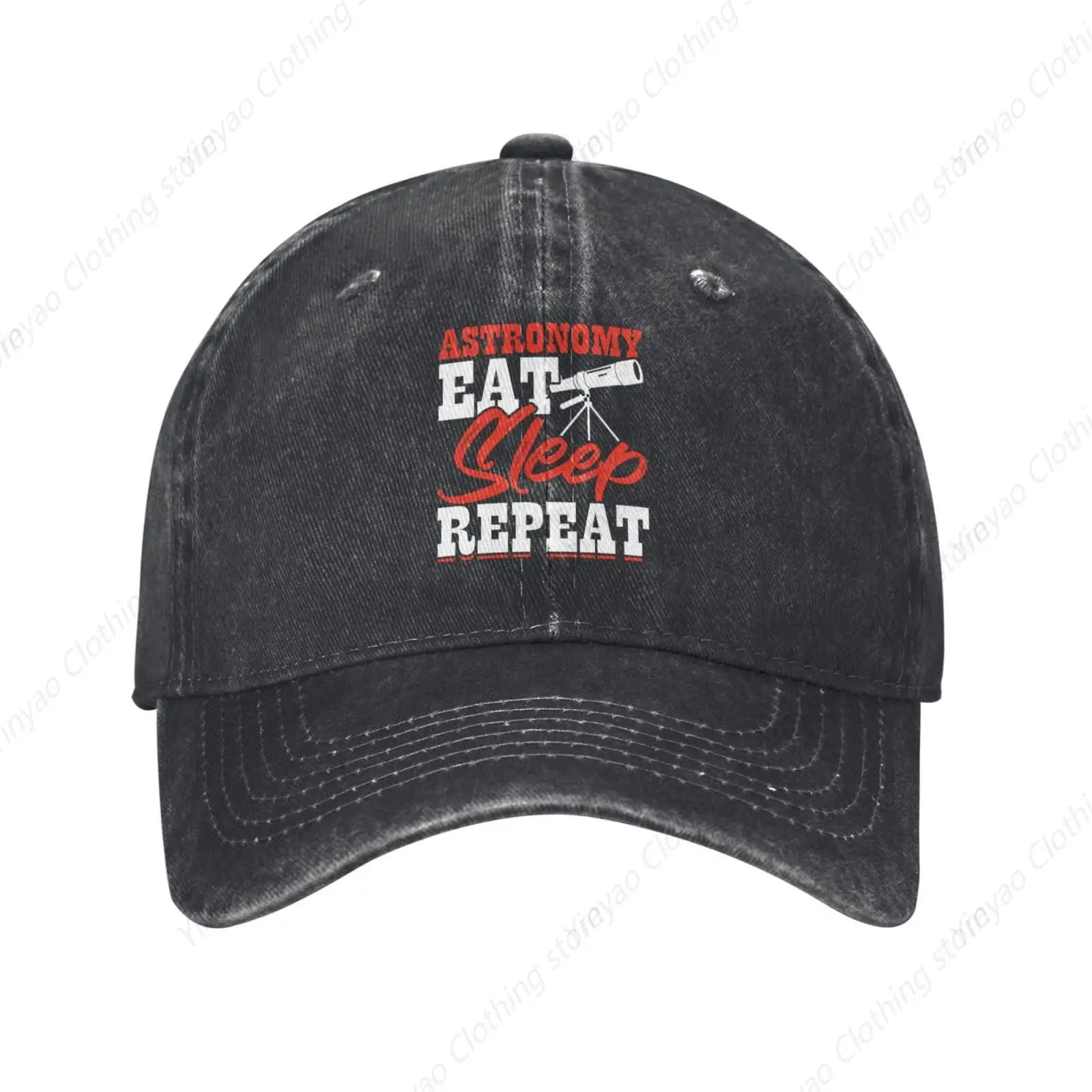 Astronomy Eating Sleep Repeating Telescope Printed Baseball Hat Golf Dad Hat Retro Cowboy Truck Hat