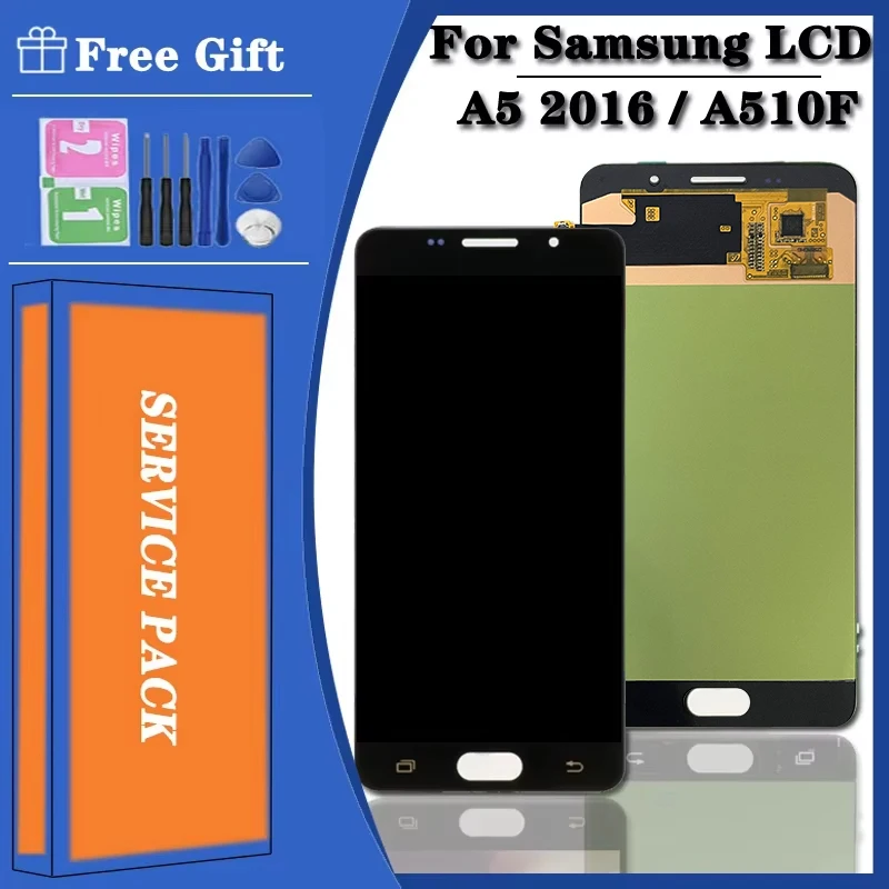 Super AMOLED  Test LCD for Samsung  A5 2016 A510F A510M A510FD A5100 A510 LCD Display Touch Screen Digitizer Assembly