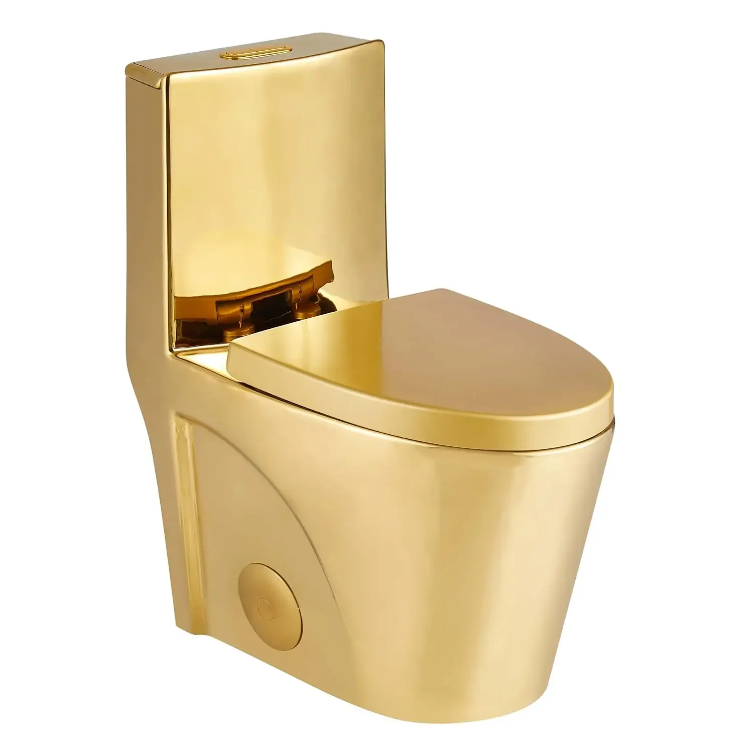 

Dual-Flush Elongated One-Piece Toilet with High Efficiency Flush in Shiny Gold, Customized