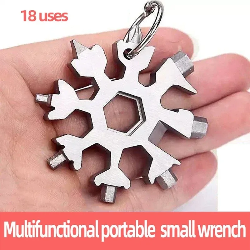 18-in-1-Edelstahl-Schneeflocken-Multitool Herramienta 18 En 1 Multifunktionswerkzeug Copo De Nieve Llave Multiusos