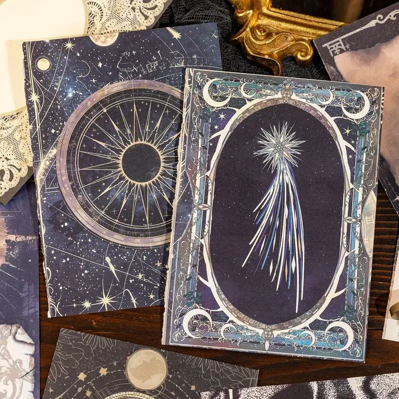 192Pcs Star Poem Hot Stamping Writable Paper Booklet, Vintage Hollow Cover Journal Notebook for Diary Scrapbook DIY Craft