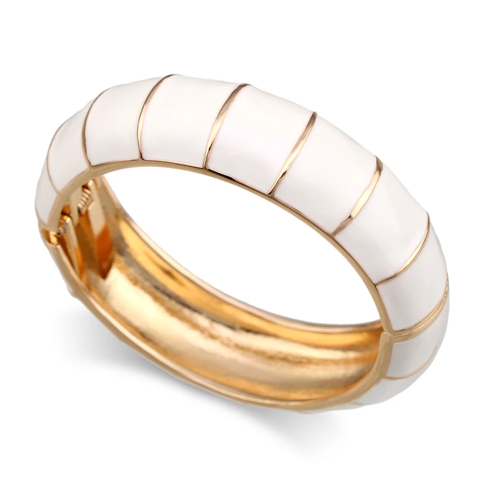 KAYMEN New Colorful Enameled Bohemia Fashion Bangle Cuff Bracelet for Women Girls Gold Plating Statement Chunky Jewelry Gifts