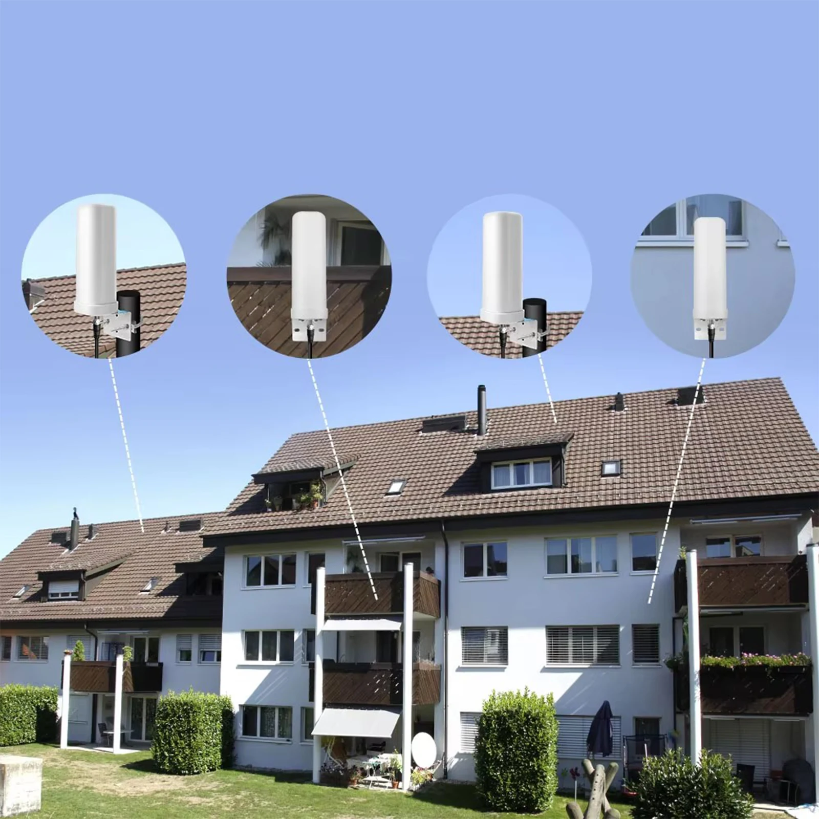 600 Miles Outdoor Digital TV Antenna ABS HDTV Digital Antenna Wear Resist Signal Amplified TV Antenna for Roof Utility Pole RV