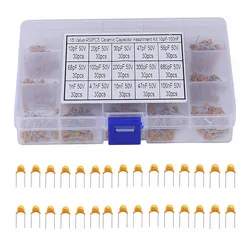 450 Pieces 15Value 10pf-100nf Monolithic Multilayer Ceramic Capacitor Assortment Kit 50V with Box