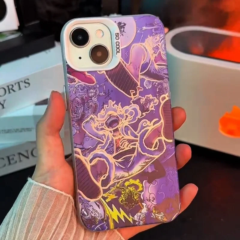 3D One Piece Luffy Gear 5 Handyhülle für iPhone 11 12 13 14 15 16 17 Pro Max Plus Air 17ProMax Erwachen Cartoon Rückseite Cover