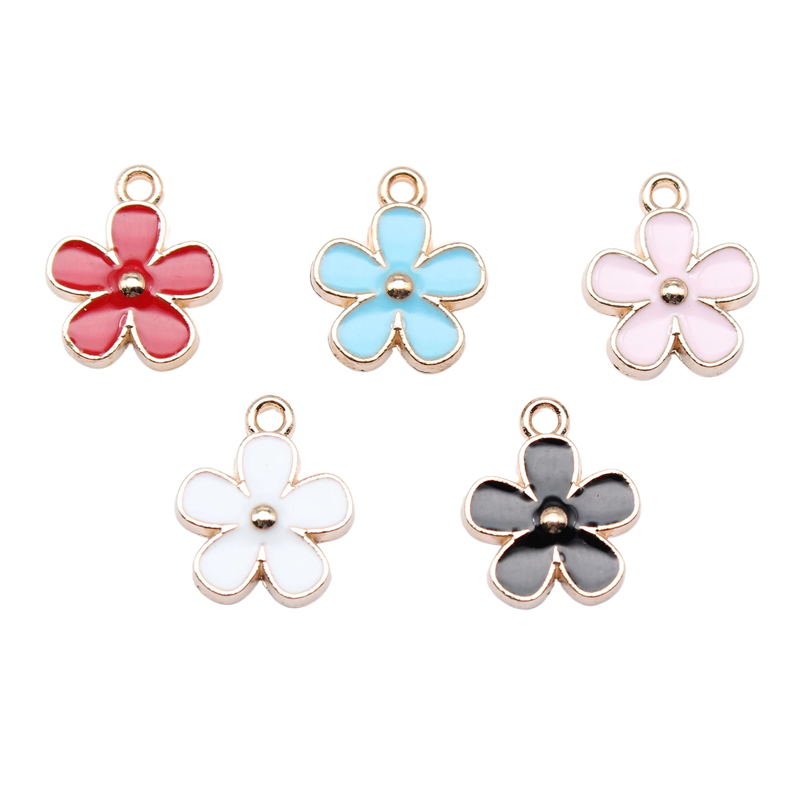 WYSIWYG 10pcs 15x13mm 5 Colors Enamel Flower Charms Pendant For DIY Jewelry Making Handmade Jewelry Craft Findings