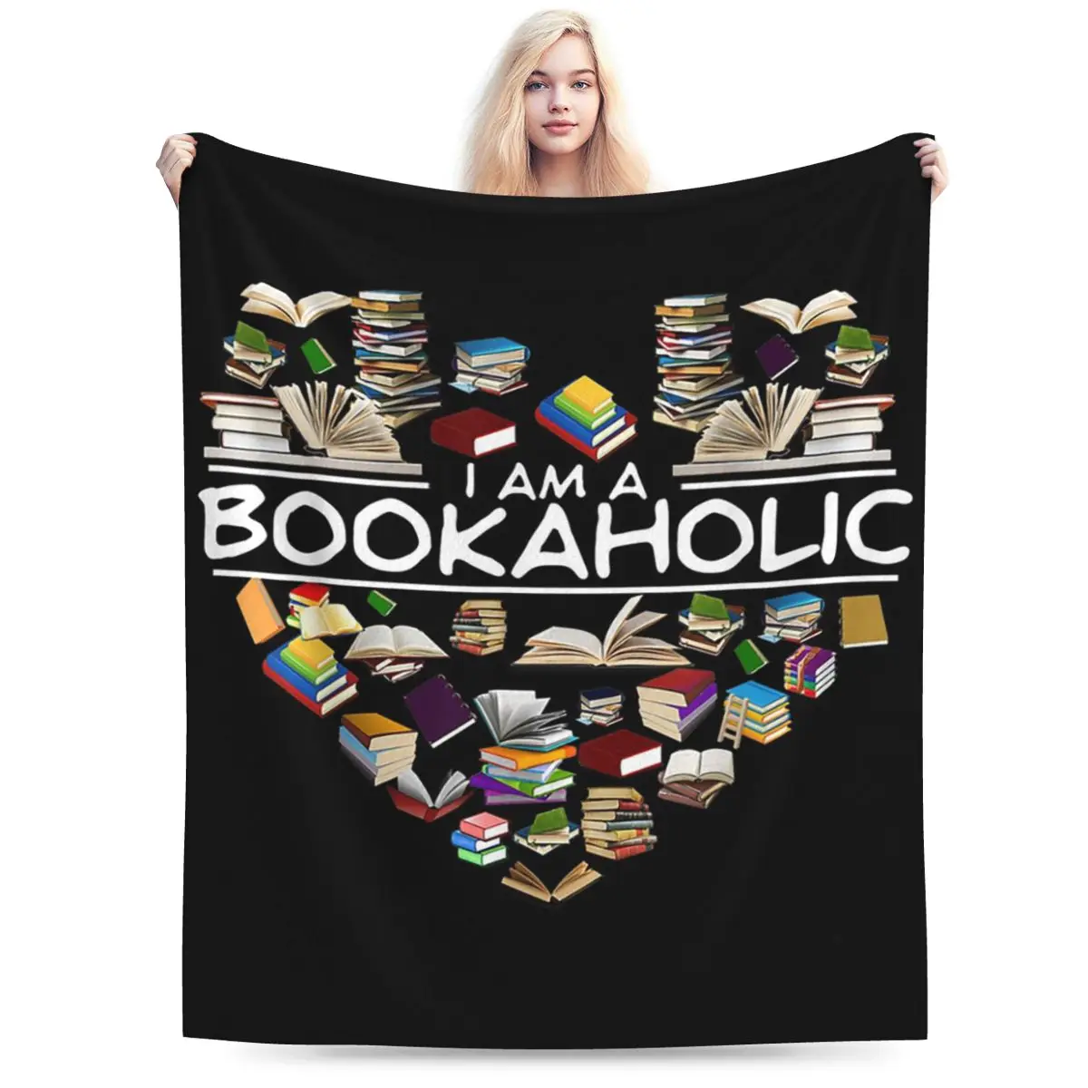 I'am A Bookaholic Book Lover Reading Librarian Blankets Soft Warm Flannel Throw Blanket Bedding for Bed Living room Home Couch