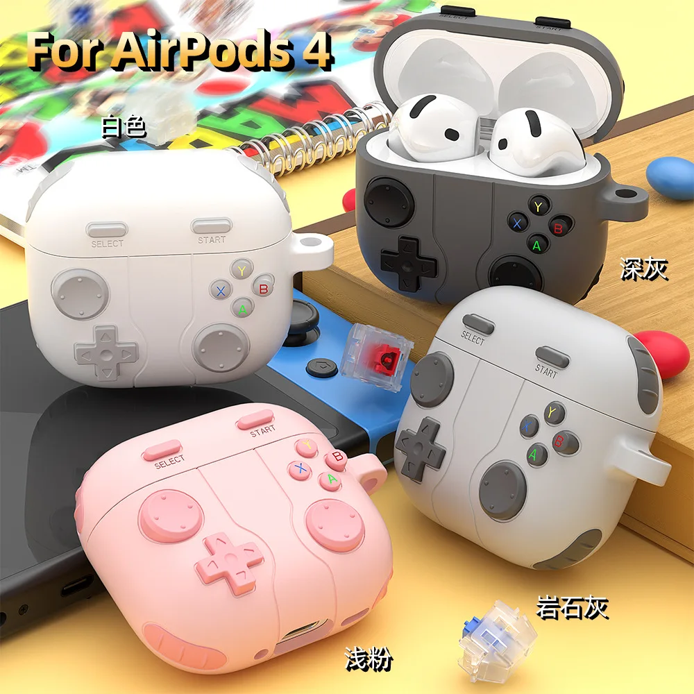 New【3 in 1】Case for Apple AirPods 4 Silicone 3D Gamepad Gameboy Cases for Man Woman for apple airpods 4th Gen Soft silicone case