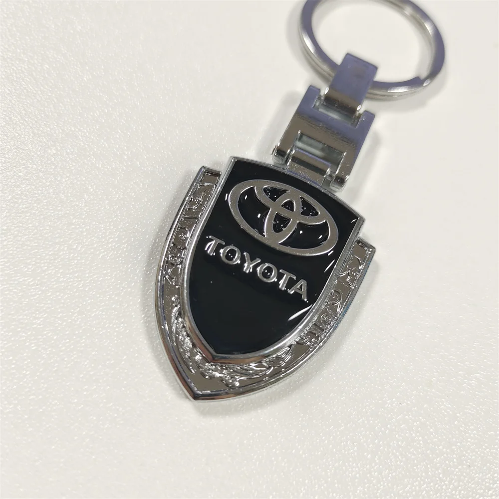 Car Keychain for TOYOTA Metal Emblem Shield Style JDM Keyring GR Corolla yaris hilux Highlander Key Tag Accessories Gadgets Gift