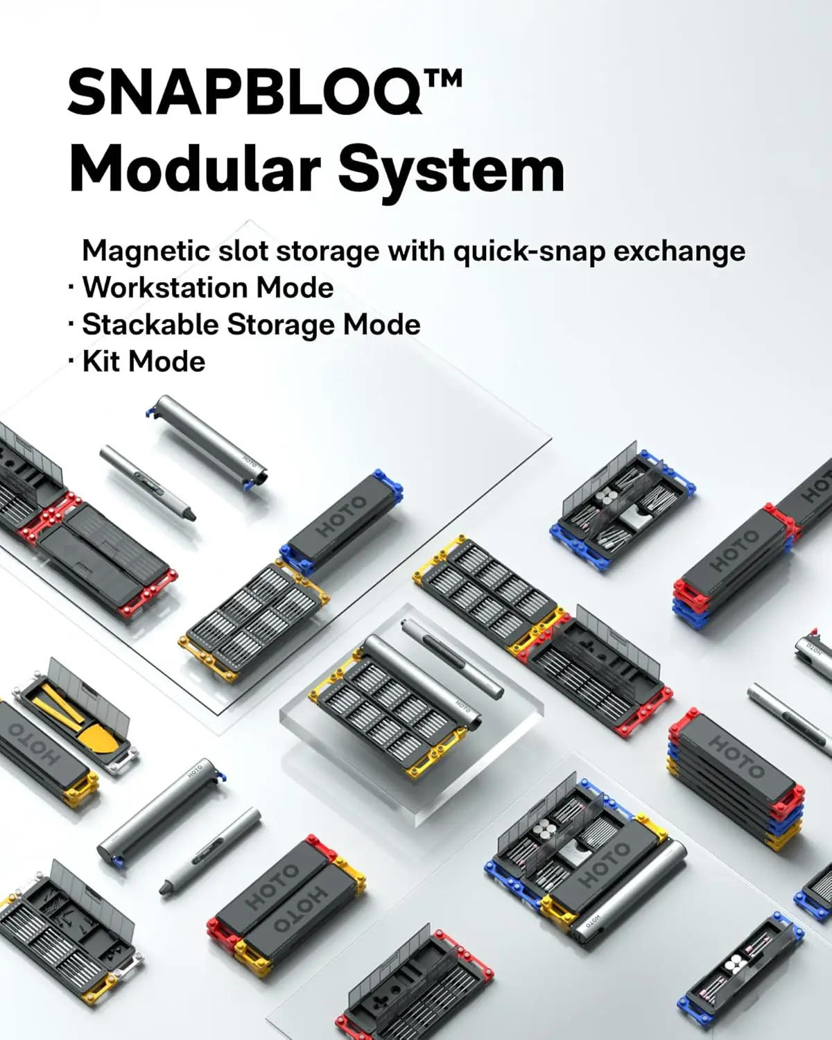 スナップブロック ™   S-A01 3.7Vミニ電動ドライバー、56ビット、3段階トルク設定、250RPM、LEDライト、電子機器修理ツールキット