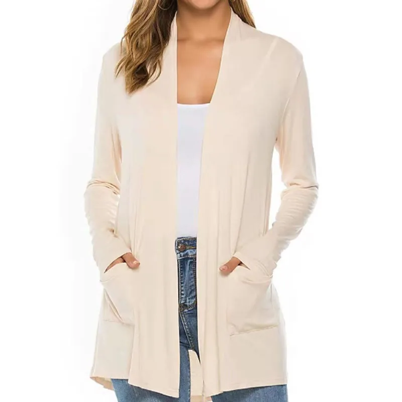 Womens Knit Cardigan Loose With Pockets Versatile For Daily Commute Outdoor Home Wear