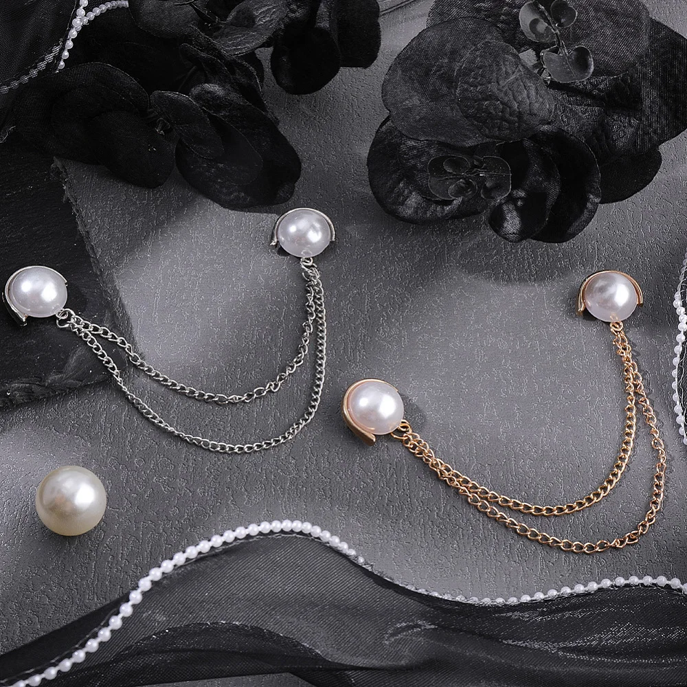 2個入りパールチェーンピンタッセルブローチピン、ゴールドシル - Brooch Pin Gold のレビューと価格