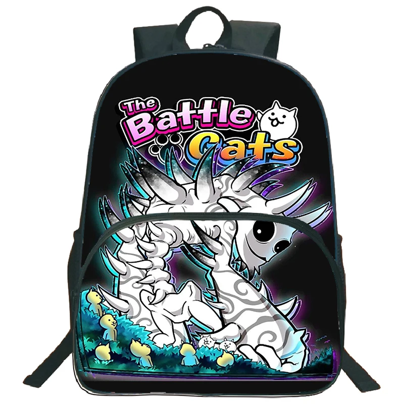 The Battle Cats Print Backpack Funny Cartoon School Bags for Boys Girls Nylon Laptop Daypack Teenager Large Capacity Travel Bag