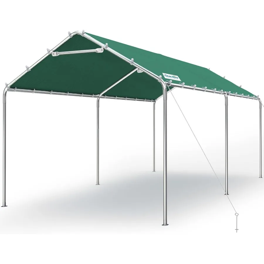 مظلة مرآب شديدة التحمل مقاس 10 × 20 قدم مع هيكل معزز لحماية المركبات الخارجية إطار معدني مجلفن بدون جدار جانبي #1