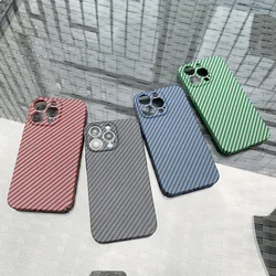 Ultra Thin Kevlar Carbon Fiber Phone Case For iPhone X XR XS Max 11 12 13 14 15 16Pro Max 14Plus Slim Full Protective Back Cover