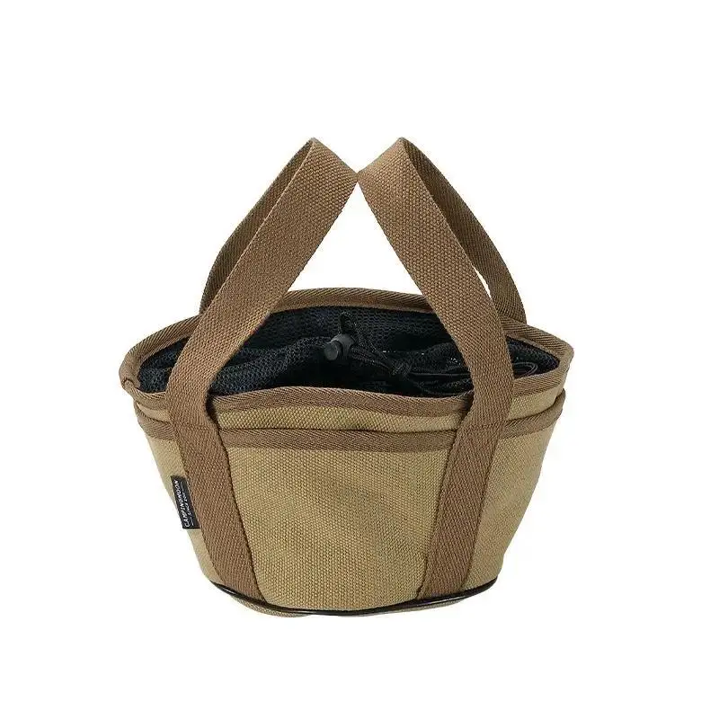 New Outdoor Picnic Supplies Handbag Thickened Canvas Storage Bag Drawstring Large Capacity Camping Dutch Storage Bag