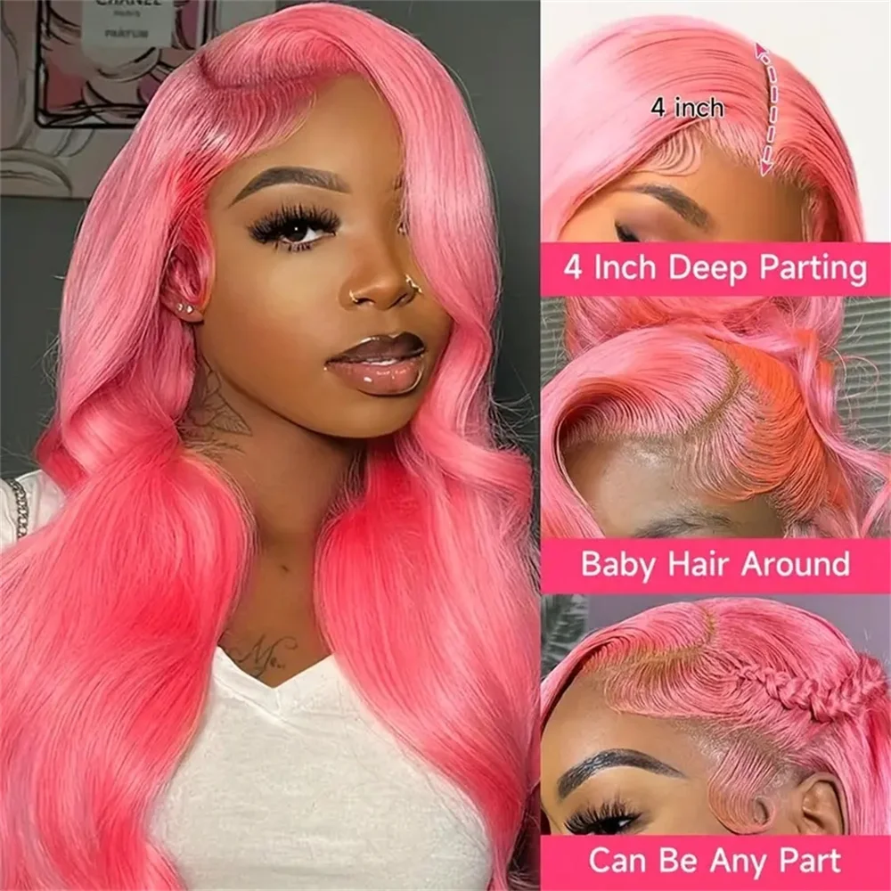 

Body Wave Rose Pink 13x4 Lace Front Wigs Brazilian Human Hair Wig Blonde Colored 13x6 Lace Frontal Wig For Women Pre Plucked
