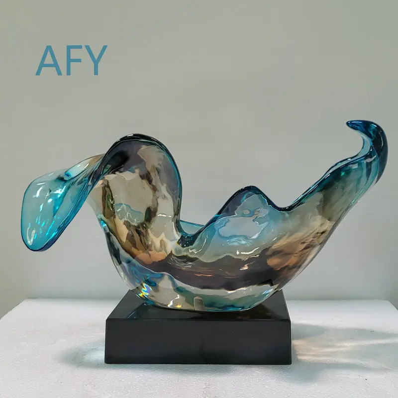 Modern Abstract Sculpture Hotel Decor Transparent Resin Figurine for Lobby Decoration Resin Art Craft