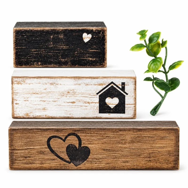4-piece wooden decorative set, farmhouse-style home decor, tiered tray for dining table centerpiece, wooden products, popular