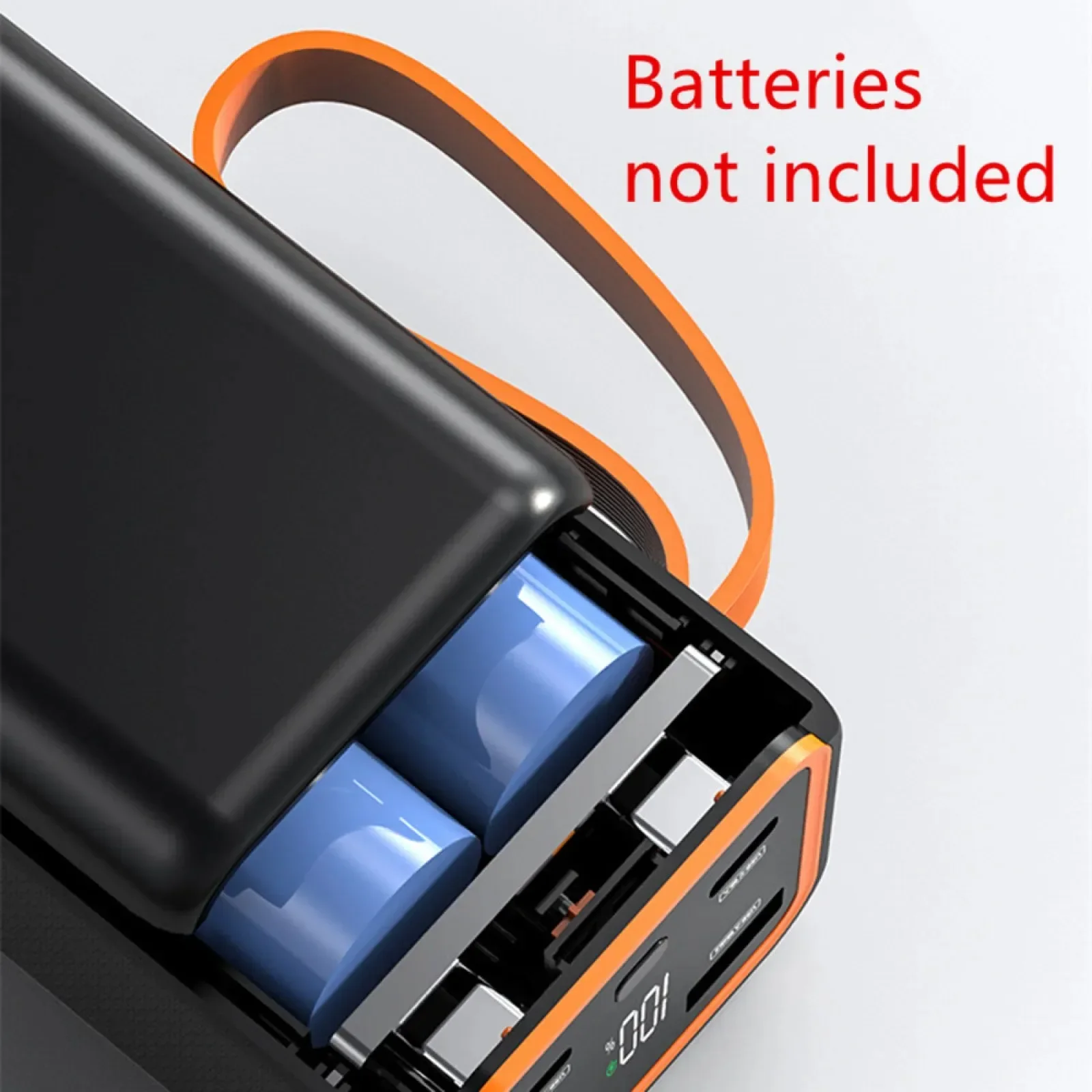 Portable Power Bank Case DIY Battery Storage Boxes Dual USB Type-C Power Bank Shell Battery DIY Shell 4 Slots 21700 No Battery