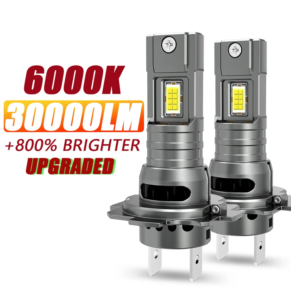 

H7 Led Headlight 1:1 MINI Size Plug and Play Wireless Auto Lamp With Fan 12V Fog Bulbs 30000LM 6000K Turbo LED Light for Car