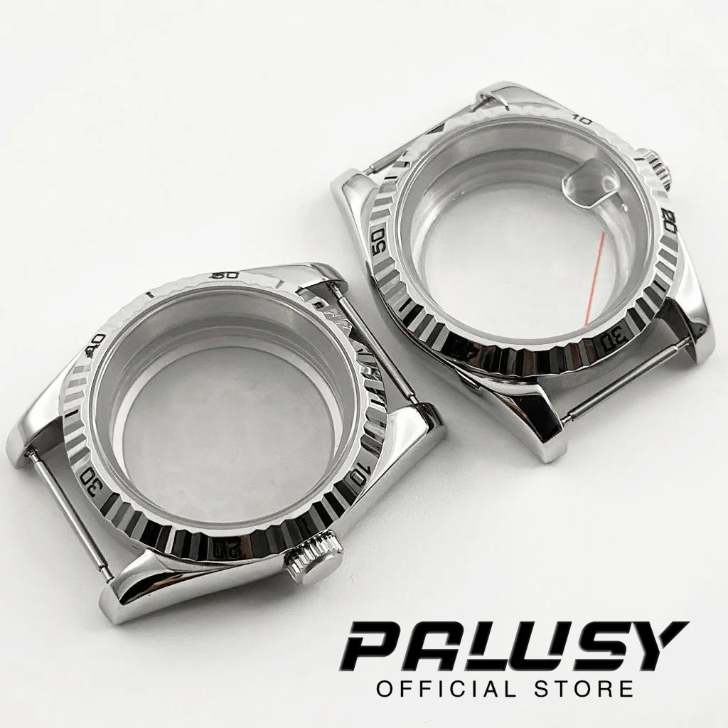 39MM Sapphire Glass Waterproof Silver Fluted Curved Watch Case Fit NH35 NH36 NH34 ETA 2824 PT5000 Movement image 2