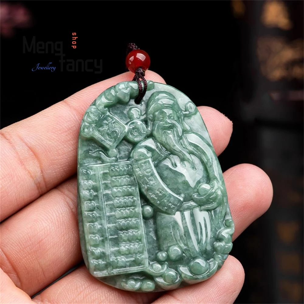 Natural A-grade Jadeite God of Wealth Abacus Pendant Best Selling Mascots Handicraft Exquisite Fashion Fine Jewelry Holiday Gift