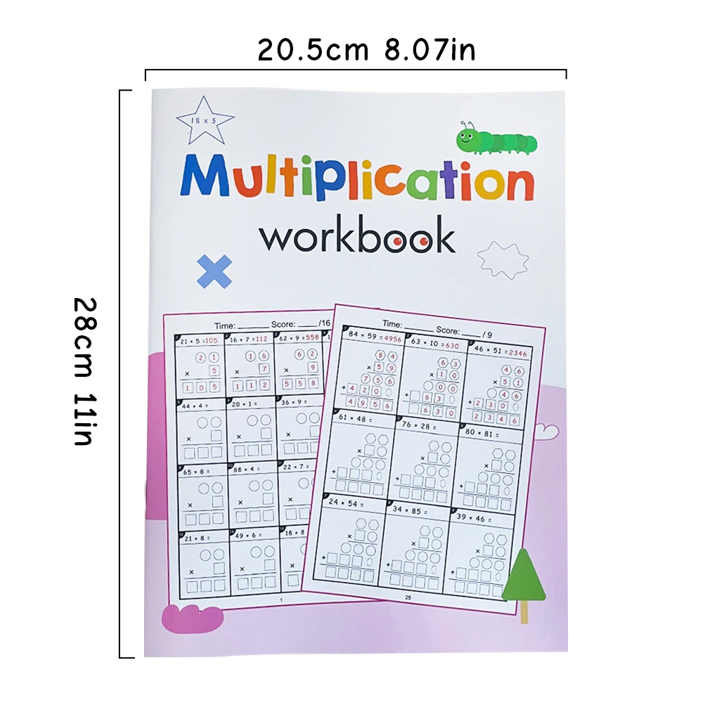 2 Digit Multiplication Math Workbook Arithmetic Teaching Aids for Grades 3-4 Primary School Math Cognitive Training Test Book