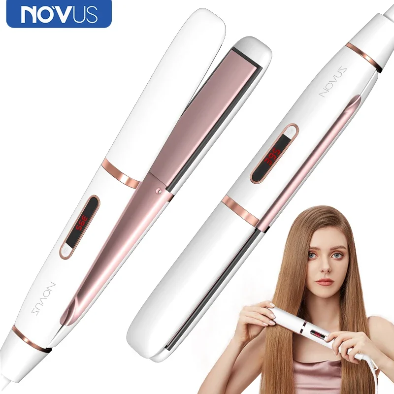 NOVUS 2 In 1 Hair Straightener Hair Curler Professional Ceramic Flat Iron For Short Hair Women And Men Beard Straightener