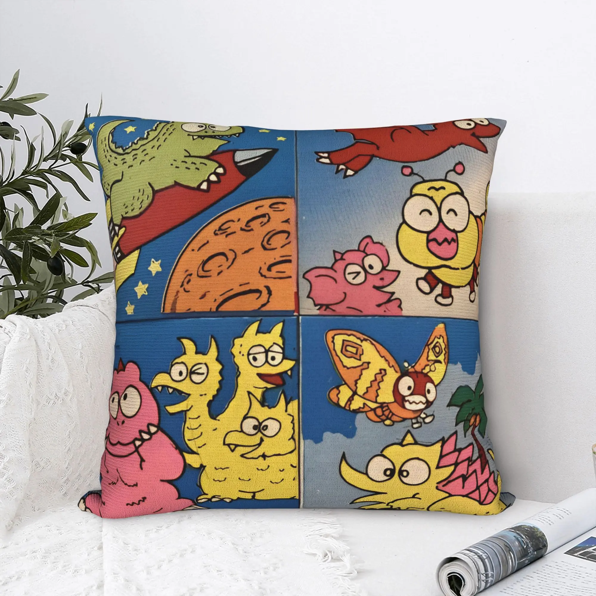 Chibi Monster Island Buddies Square Pillow Case 80s Cushion Covers Customized Zipper Throw Pillow Case Cover for Car 18
