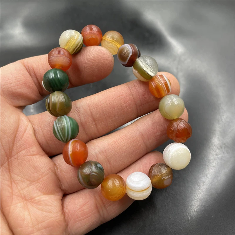 

10mm Colorful Alashan Round Bead Women, Agate Chalcedony Stone Bracelet