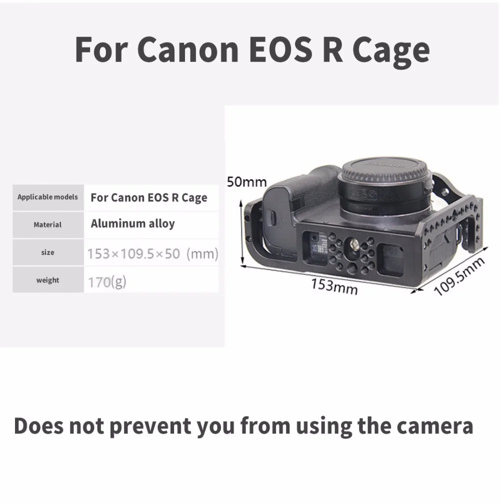 Kamerakäfig für Canon EOS R ILDC / R50V Kamera, passgenau für Arca Swiss Grundplatte, ARRI Cold Shoe Halterung, Video Film Rig Stabilisator – Detail 1