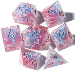 MINI PLANET Factory Natural Resin Dice D&D Polyhedral Dice With Sharp Edges Handmade Layered Sticker Dice Set for RPG Games D20