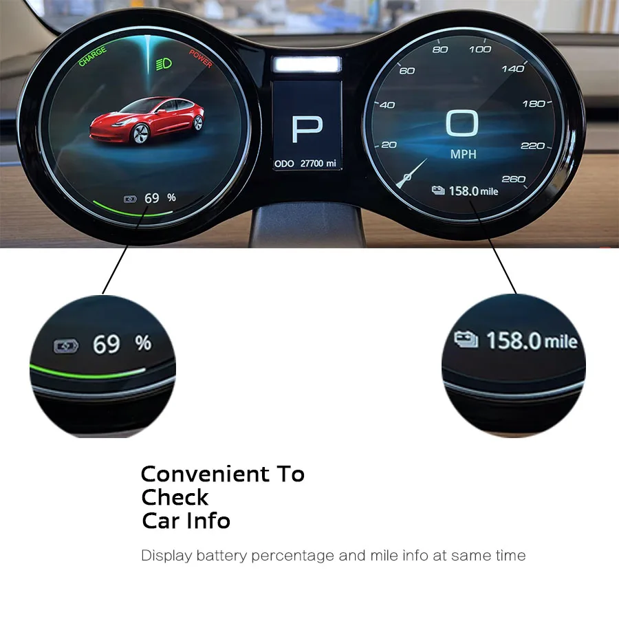 Realsun Head Up Display HUD Instrument Cluster With Speedometer Gear Display Driving Mode for Model 3 Model Y 2024