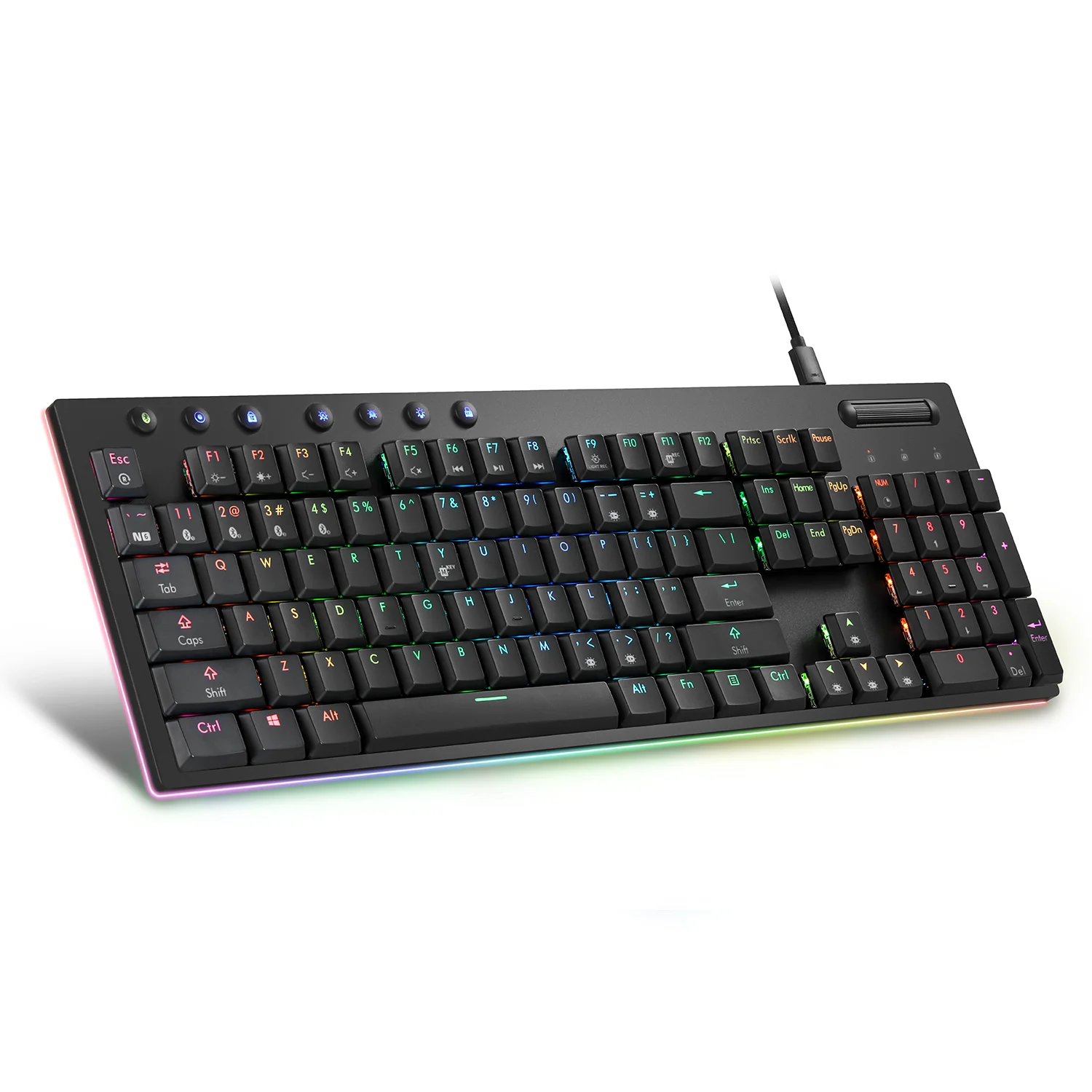 Hexgears GK1702 Mechanical Keyboard with Side backlight + volume knob - Ergonomic Low Profile Gaming Keyboard - Kailh Box Clicky