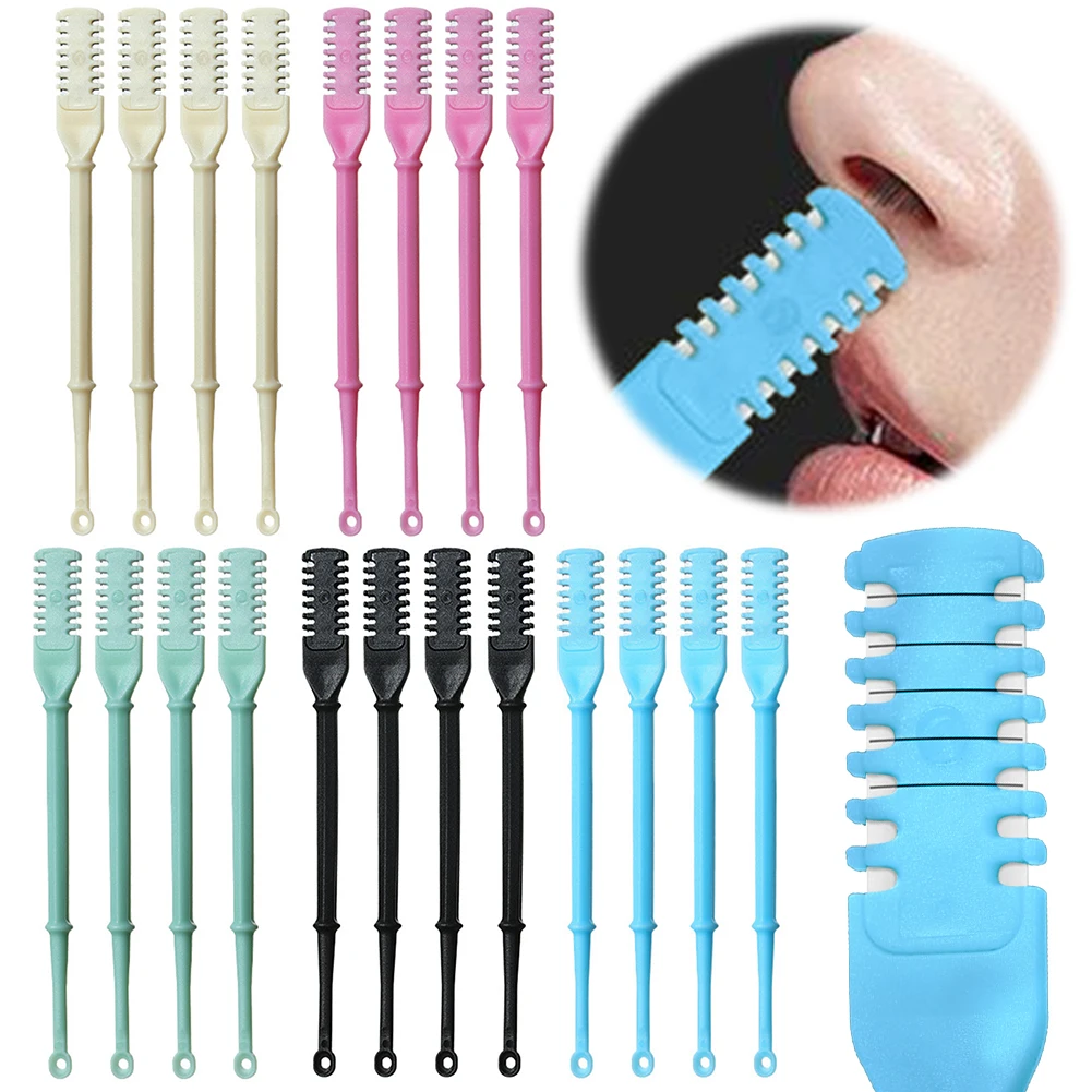 4Pcs Nasal Hair Cutter Manual Nostril Hair Removal Tool 360 Degree Rotating 2-in-1 Double Sided Blade Hair Removal Accessory