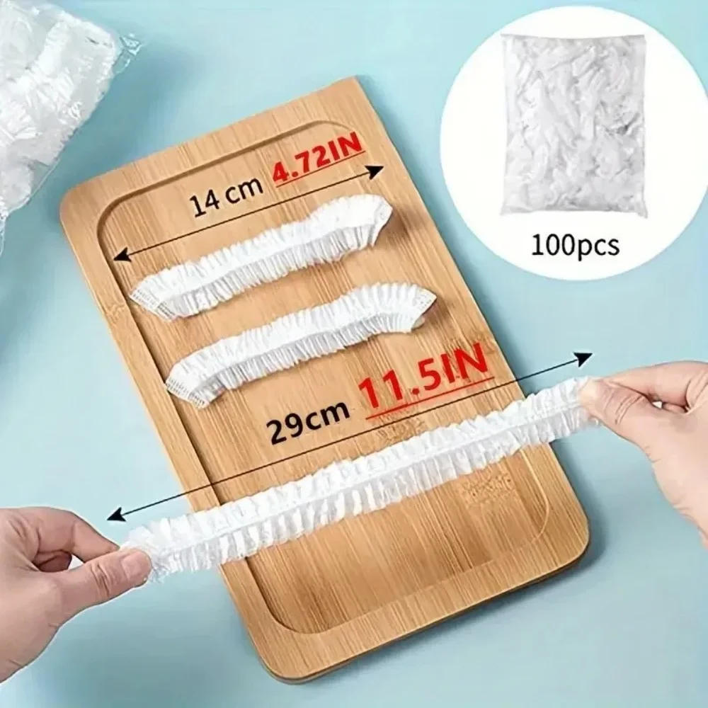 Disposable Transparent Shower Cap Reuse Disposable Food Cover Plastic Wrap Durable Elastic Food Lid For Kitchen Storage Shower