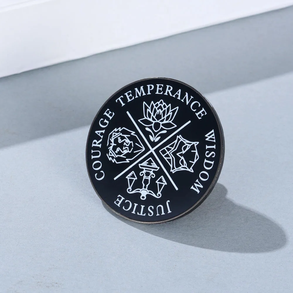 الرواقية المينا دبابيس الحكمة العدالة الشجاعة مزاجه شارة التلبيب بروش الديكور المجوهرات #6