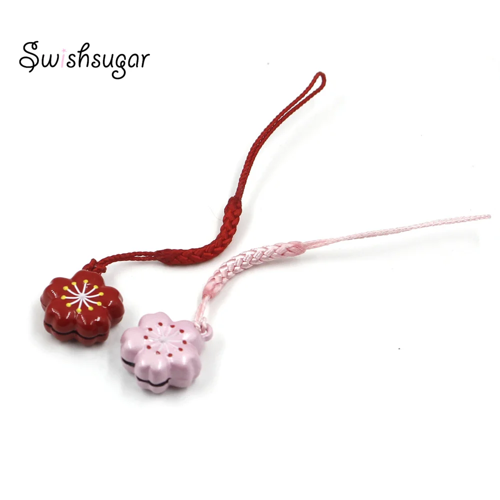 Sakura Temple Metal  Jingle Bell Charm Pendant With String Rope Pendant Kids Children Bag Schoolbag Gift Flavor