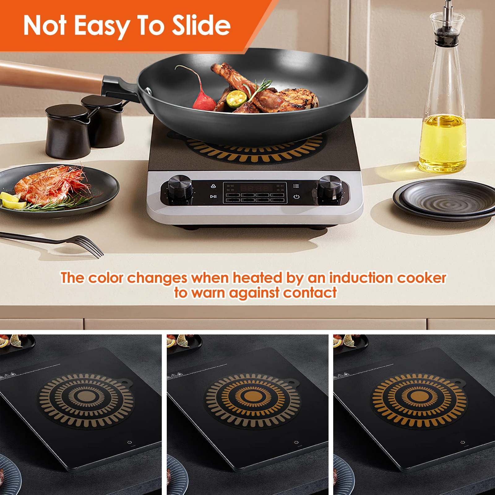 2/4Pcs Induction Cooker Insulation Pad Heat Resistant Hob Mats with Colour Changing Designs Hob Covers Cooktop Protector Mat